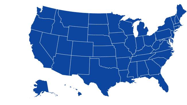 Map of the United States — Superior Lighting serves all 50 states